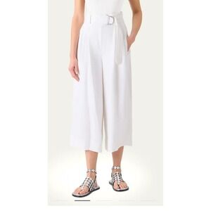 Akris Punto Fiorella cream Linen Belted Wide Leg Culotte Pants US 8